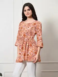 GLOWWORLD Floral Printed Round Neck A-Line Kurta