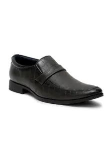 Kosher Men Textured Leather Formal Slip-Ons