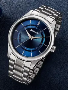 Sonata Men Dial & Stainless Steel Bracelet Style Straps Analogue Watch 77149SM01