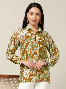 FASHION DREAM Women Spread Collar Floral Printed Cotton Casual Shirt