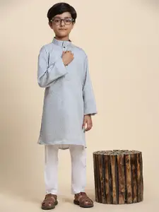 Pro-Ethic STYLE DEVELOPER Boys Geometric Printed Pure Cotton Straight Kurta with Pyjamas