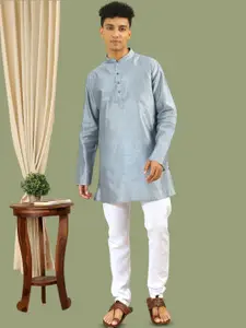 TATTVA Solid Mandarin Collar Long Sleeves Polyester Straight Short Kurta
