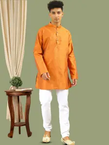 TATTVA Solid Mandarin Collar Long Sleeves Polyester Straight Short Kurta