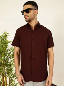 Thomas Scott Men Premium Spread Collar Textured Casual Shirt