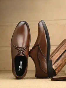 Azzaro Black Men Round Toe Formal Derbys