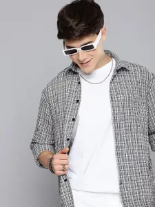 Aeropostale Textured Micro Checks  Relaxed Fit Casual Shirt