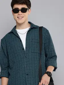 Aeropostale Textured Micro Checks  Relaxed Fit Casual Shirt