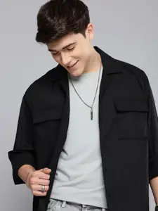 Aeropostale Solid Resort Collar Relaxed Fit Casual Shirt