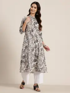 HERE&NOW Printed Thread Work Pure Cotton Kurta