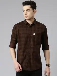 Majestic Man Comfort Slim Fit Tartan Checks Opaque Cotton Casual Shirt
