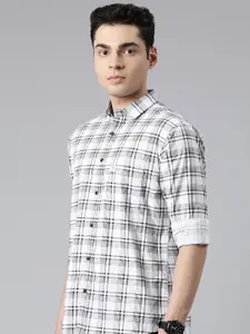 Majestic Man Comfort Slim Fit Opaque Checked Pure Cotton Casual Shirt