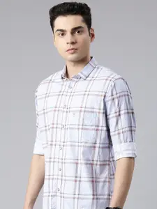 Majestic Man Comfort Slim Fit Opaque Checked Pure Cotton Casual Shirt