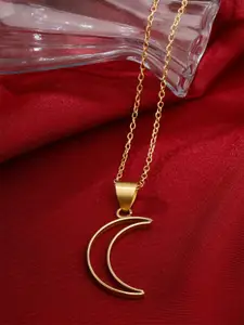 Yellow Chimes Gold-Plated Moon Shaped Charm Pendant Chain