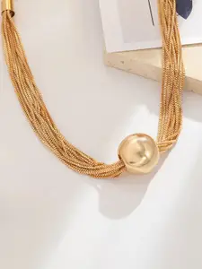 Yellow Chimes Gold-Plated Multilayered Ball Layered Necklace