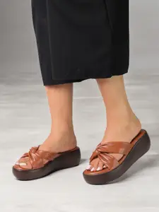 Monrow Women PU Open Toe Wedge Heel Sandals