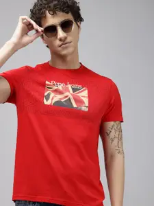 Pepe Jeans Brand Logo Printed Pure Cotton Slim Fit T-shirt