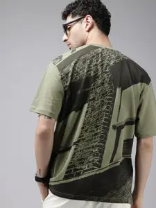 Pepe Jeans Printed Drop-Shoulder Sleeves Oversized Pure Cotton T-shirt