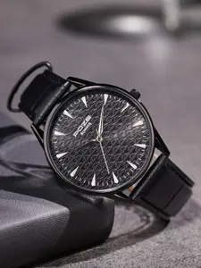 Sonata Men Embellished Dial & Leather Straps Analogue Watch SP70047NL01W