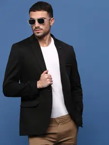 SHOWOFF Slim Fit Single-Breasted Notched Lapel Cotton Blazers