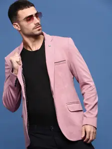 SHOWOFF Slim Fit Single Breasted Notched Lapel Cotton Blazers