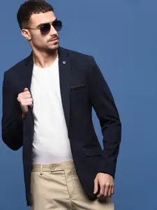SHOWOFF Slim Fit Single Breasted Notched Lapel Collar Cotton Blazers