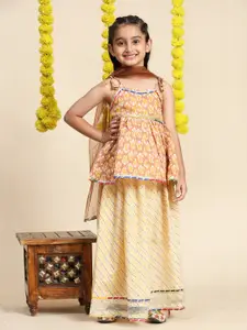 Cutiekins Girls Paisley Printed Cotton Ready to Wear Lehenga & Blouse With Dupatta