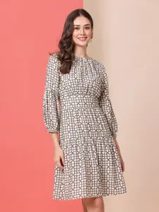 Chemistry Women Geometric Printed Puff Sleeve Fit & Flare Dress