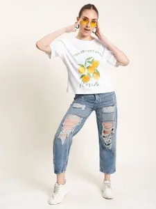 Bene Kleed Women Classic Relaxed Fit Highly Distressed Heavy Fade Cotton Jeans