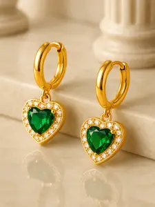 Rubans 18K Gold Plated StainlessSteel TarnishFree Waterproof Emeral CZ Demi-Fine Earrings