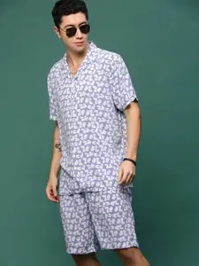 SHOWOFF Printed Cuban Collar Shirt With Shorts