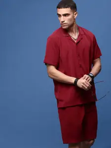 SHOWOFF Self-Design Cuban Collar Shirt & Shorts