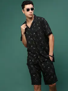 SHOWOFF Printed Cuban Collar Shirt & Shorts