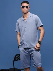 SHOWOFF Self-Design Cuban Collar Shirt & Shorts