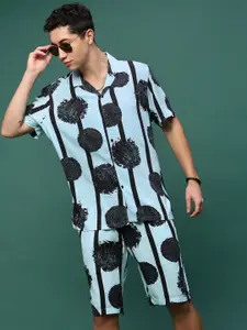 SHOWOFF Printed Cuban Collar Shirt & Shorts