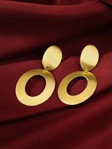Yellow Chimes Gold Plated Circular Brass Drop Earrings
