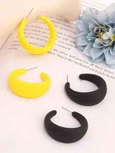 Yellow Chimes Set of 2 Circular Shaped Hoop Earrings