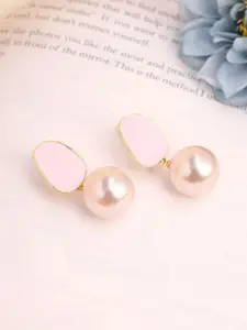 Yellow Chimes Gold-Plated Pearls Beaded Drop Earrings