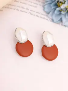 Yellow Chimes Rhodium-Plated Contemporary Pearls Drop Earrings