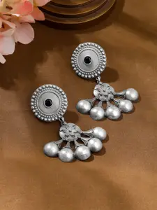 Yellow Chimes Silver-Plated Contemporary Oxidised Brass Drop Earrings