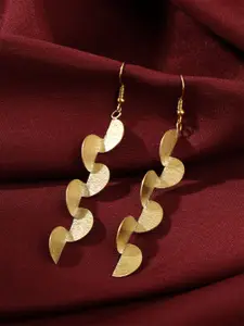 Yellow Chimes Gold-Plated Contemporary Shaped Drop Earrings