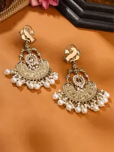 Yellow Chimes Gold Plated Pearl Beaded Contemporary Chandbalis