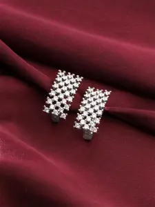 Yellow Chimes Rhodium-Plated Crystal Studded Clip On Studs