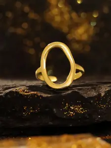 Yellow Chimes Gold Plated Chunky Adjustable Finger Ring