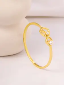 Yellow Chimes Gold-Plated Pearl Beaded Bangle
