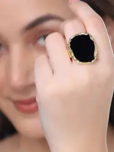 Yellow Chimes Gold-Plated Chunky Statement Style Adjustable Finger Ring