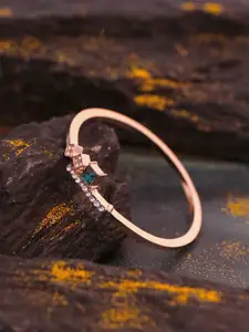 Yellow Chimes Rose Gold-Plated CZ-Studded Bangle
