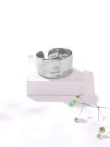 Yellow Chimes Rhodium Plated Adjustable Band Finger Ring