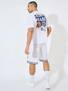 Styli Men NFL Chicago Bears Jersey Oversized Tee with Oversize Shorts Athleisure Set