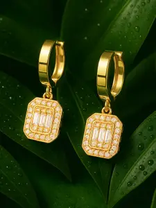 Rubans 18K Gold-Plated Stainless Steel Tarnish-Free Waterproof CZ Demi-Fine Drop Earrings