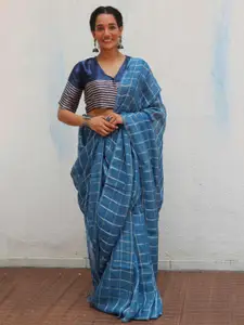 Chidiyaa Checked Zari Handwoven Saree